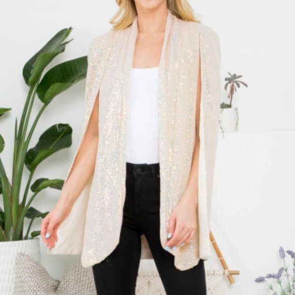 stunning sequin cape blazer - Picture 3 of 4